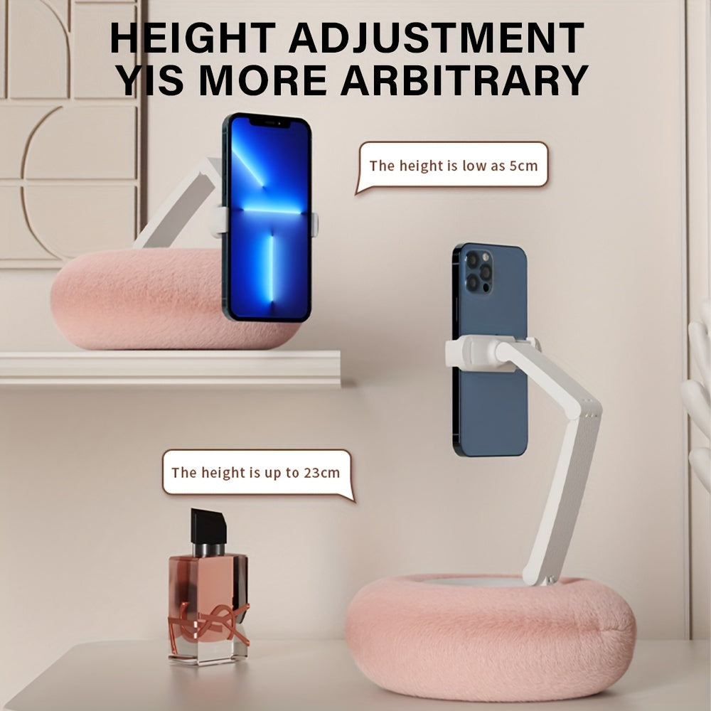 Mini Pillow Phone Holder, Slim and Skin-friendly Plush, Soft Fabric, Multi-angle Adjustable Viewing Angle, Small Size, Suitable for Reading in Bed, Watching TV Series, Stretchable Chuck Suitable for Different Sizes of Smartph